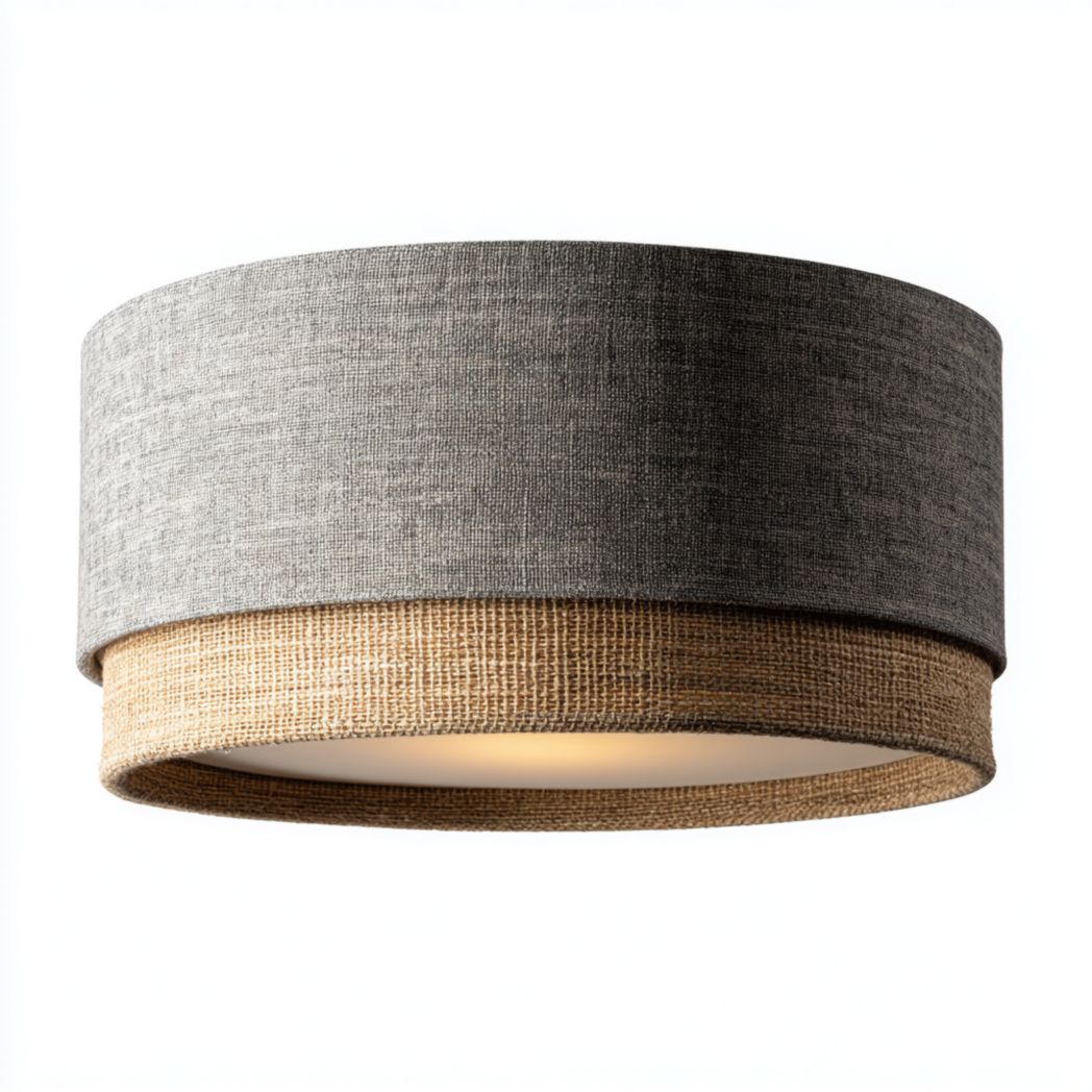 Plafonnier rond en tissu bicolore